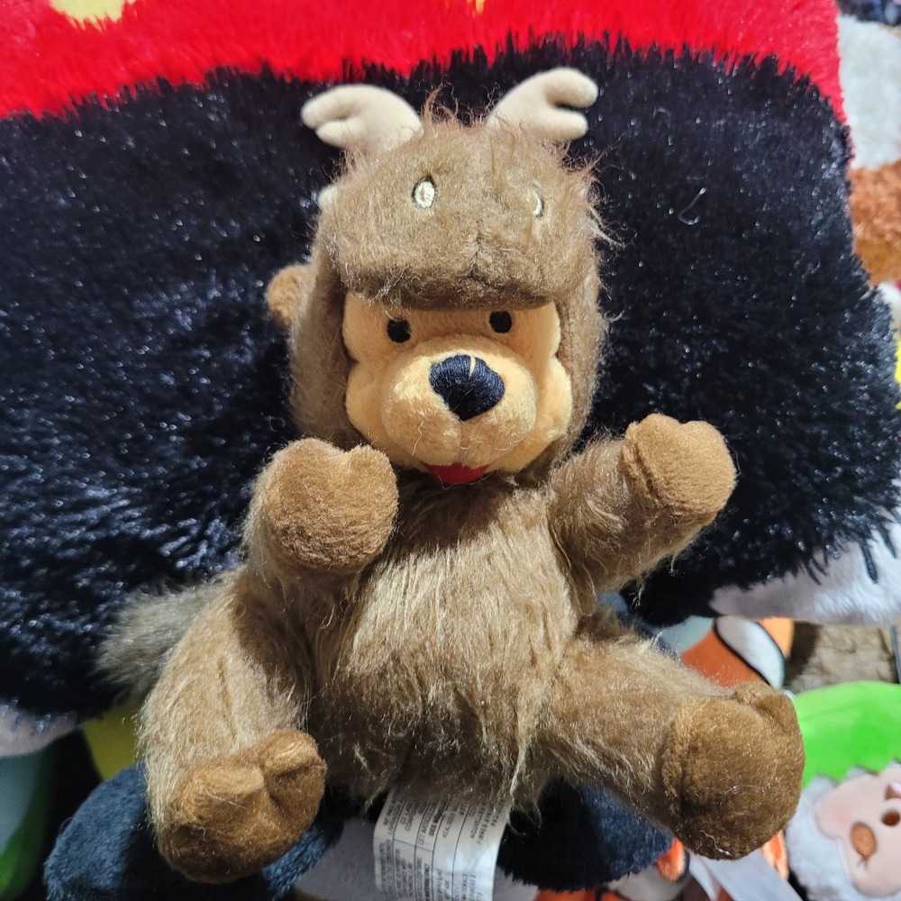 Disney Store Winnie the Pooh in Moose Costume Plush Stuffed Animal Brown Toy
